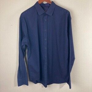 Egara Mens Long Sleeve [Purple and Black] Button Down Shirt Size X-Large